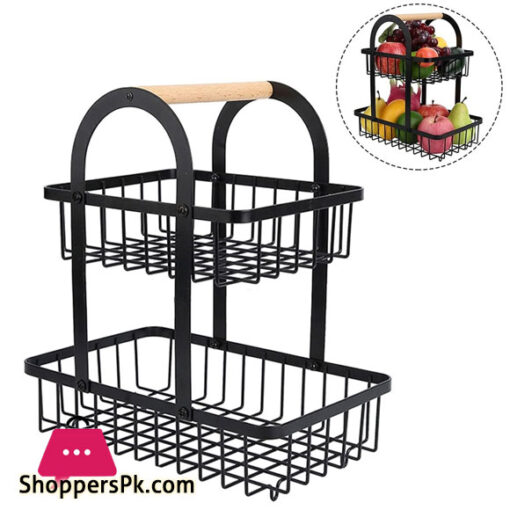 2- Tier Fruits Stand Fruit Storage Rack Stand Vegetable Holder Baskets Double Layer Fruit Basket Fruit Basket Kitchen French Country Wire Basket