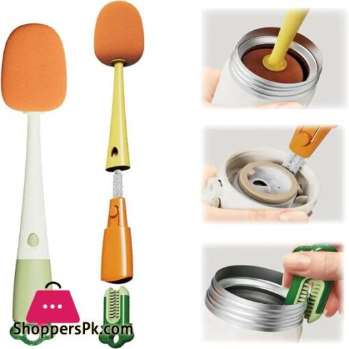 3 in 1 Multifunctional Cleaning Cup Brush Long Handle Insulation Cup Lid Brush Straw Brush Crevice Cleaning Brush Used to Clean Baby Bottles Water Cups Glass Teapots