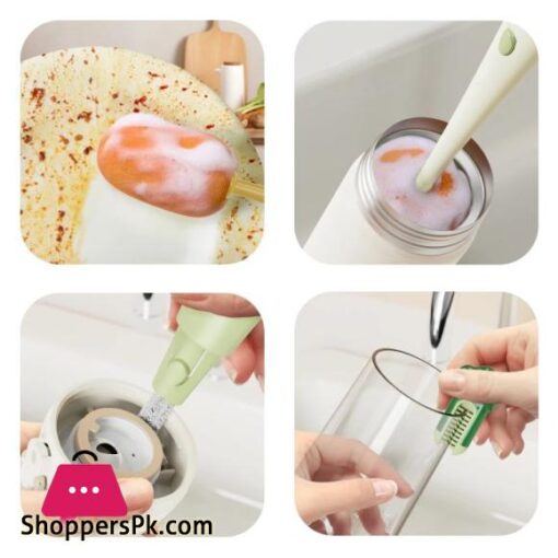 3 in 1 Multifunctional Cleaning Cup Brush Long Handle Insulation Cup Lid Brush Straw Brush Crevice Cleaning Brush Used to Clean Baby Bottles Water Cups Glass Teapots