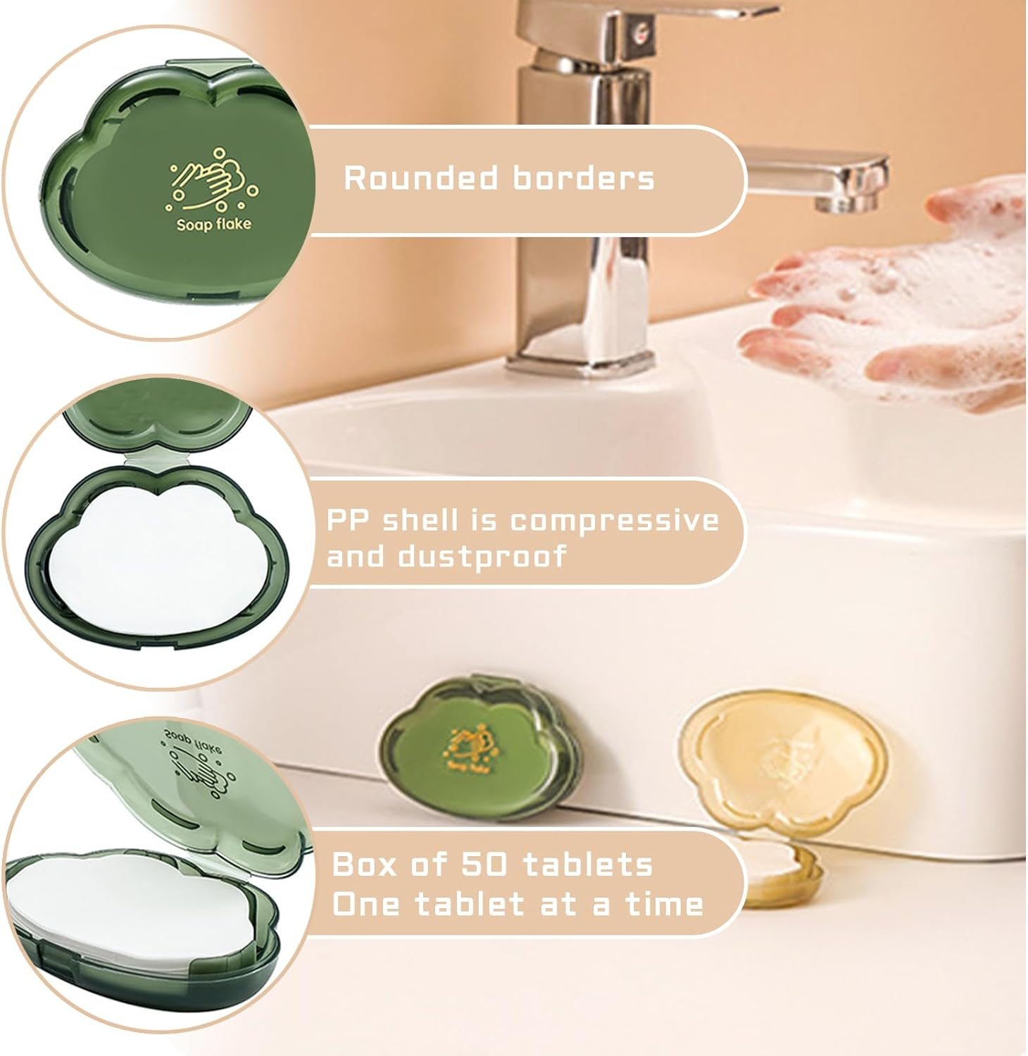 50 Sheets Cloud Travel Soap, Disposable Soap Sheets, Portable Container, Pocket Soaps For Hand Wash, Hiking, Travel, Paper Soap, Portable, Rich Foam