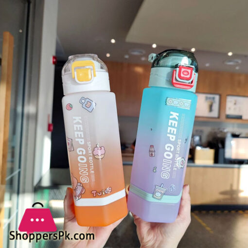 800 ml Water Bottle with Strap to Drink Motivational Water Bottle for Girls Outdoor Water Bottle with Time to Drink Matte travel Water Bottle for gym