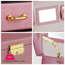 1Pc Women Jewelry Storage Organizer Drawers Box Mirror Leather Jewelry Packaging Box Casket Box Birthday Wedding Decoration Gift