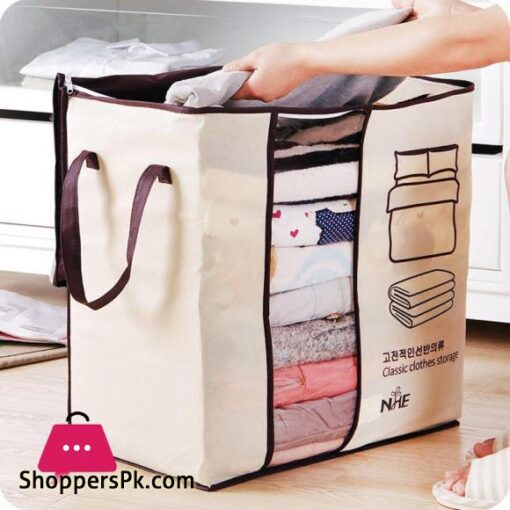Large Non woven Portable Clothes Storage Bag Clothing Organizer for Pillow Blanket Quilt Bedding Storage Folding Closet Bag