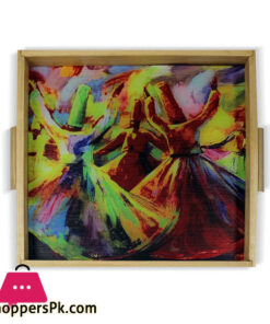 Abstract Sufi Art Tray 9 x 9 Inch