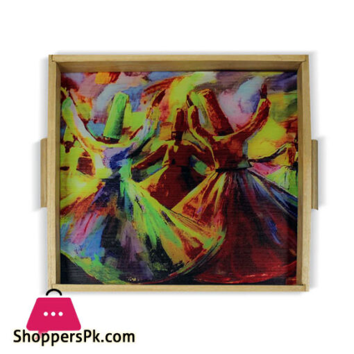 Abstract Sufi Art Tray 12 x 12 Inch