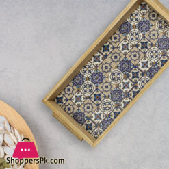 Blue Pottery Art Tray 6.5 X 13 Inch