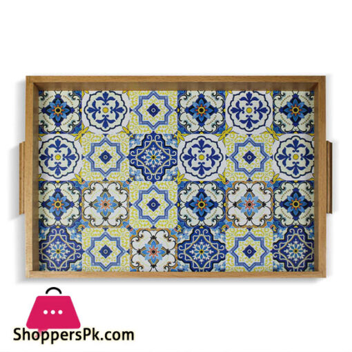 Blue Pottery Art Tray 9 x 15 Inch