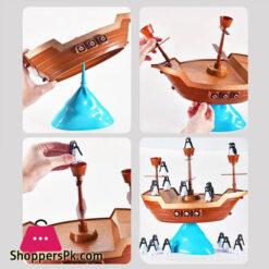 Creative Pirate Ship Balance Game Little Penguin Puzzle Board Game Parent-Child Interactive Toy Educational Toy Stacking Game
