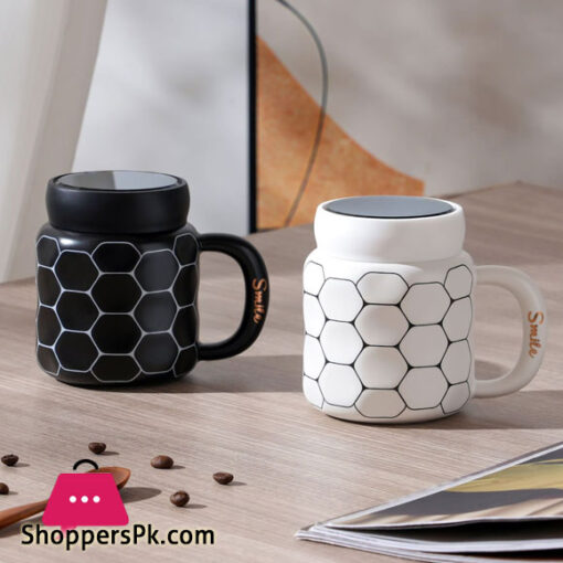 Diamond Pattern Ceramic Coffee Mugs - 1 Pcs