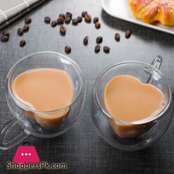 Double Wall Heart Love Shape Glass Cup Coffee Mug Drinking Tea Milk Heat Resistant Drinkware Lover Gift