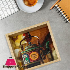Garam Chai Kettle Art Tray 6.5 x 13 Inch