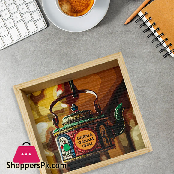 Garam Chai Kettle Art Tray 6X6 Inches 4 Garam Chai Kettle Art Tray 6X6 Inches - Image 2