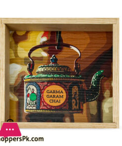 Garam Chai Kettle Art Tray  6x6 inches