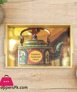 Garam Chai Kettle Art Tray 9 x 15 Inch