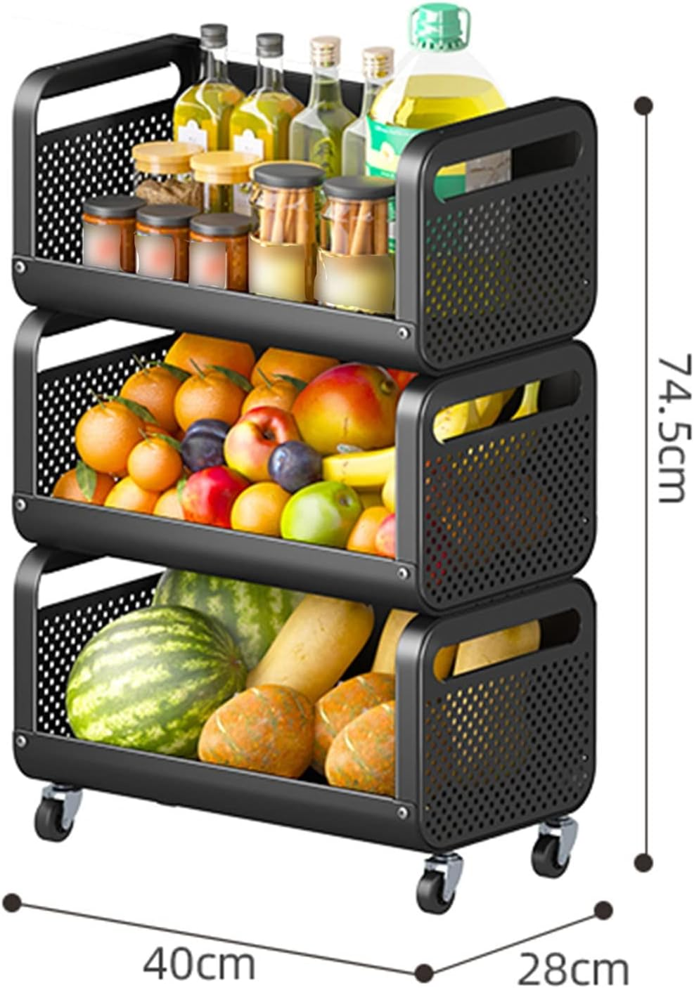 Kitchen Spice Storage Rack 3-Level Drop Tableware Rack Removable Storage Rack For Bathroom Storage Rack
