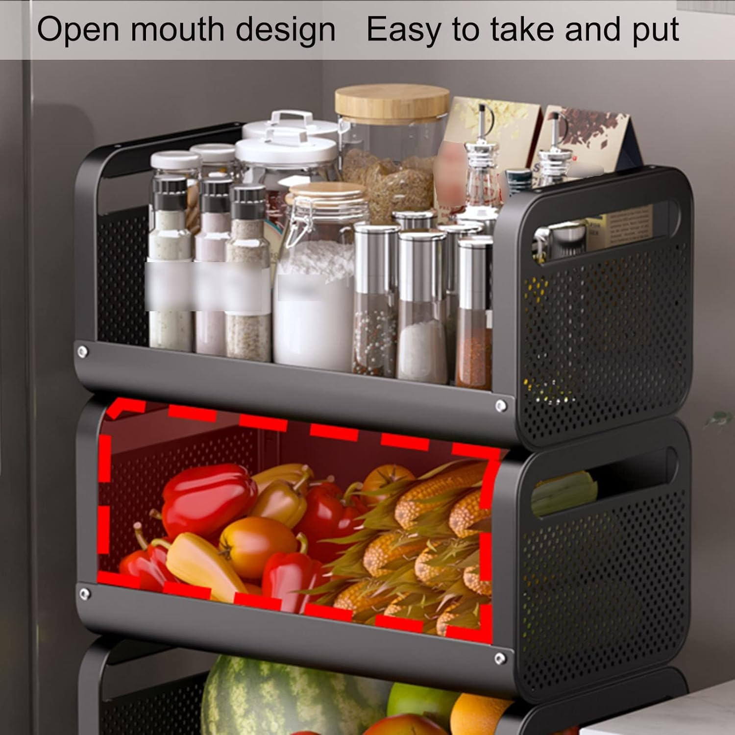 Kitchen Spice Storage Rack 3-Level Drop Tableware Rack Removable Storage Rack For Bathroom Storage Rack