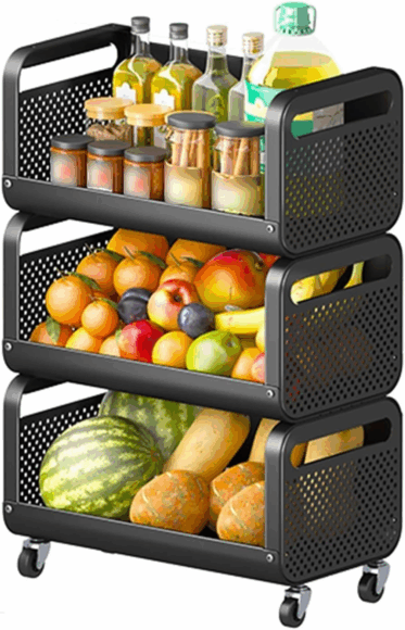 Storage Rack 3 Level Kitchen Spice Storage Rack 3-Level Drop Tableware Rack Removable ...