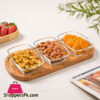 Limon Wooden Glass 3 Partition Fry Fruite Tray