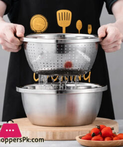 Multifunctional Stainless Steel Basin Grater - Salad Cutter Bowl-7 In 1 Julienne Slicer, Multifunctional Stainless Steel Colander Drain Basket For Cooking Prepping Food Storage 34 Multifunctional Stainless Steel Basin Grater - Salad Cutter Bowl-7 In 1 Julienne Slicer, Multifunctional Stainless Steel Colander Drain Basket For Cooking Prepping Food Storage - Image 2