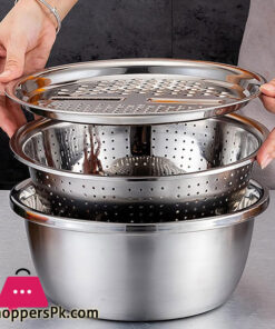 Multifunctional Stainless Steel Basin Grater - Salad Cutter Bowl-7 In 1 Julienne Slicer, Multifunctional Stainless Steel Colander Drain Basket For Cooking Prepping Food Storage 36 Multifunctional Stainless Steel Basin Grater - Salad Cutter Bowl-7 In 1 Julienne Slicer, Multifunctional Stainless Steel Colander Drain Basket For Cooking Prepping Food Storage - Image 4