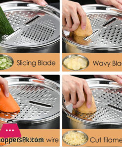 Multifunctional Stainless Steel Basin Grater - Salad Cutter Bowl-7 In 1 Julienne Slicer, Multifunctional Stainless Steel Colander Drain Basket For Cooking Prepping Food Storage 37 Multifunctional Stainless Steel Basin Grater - Salad Cutter Bowl-7 In 1 Julienne Slicer, Multifunctional Stainless Steel Colander Drain Basket For Cooking Prepping Food Storage - Image 5