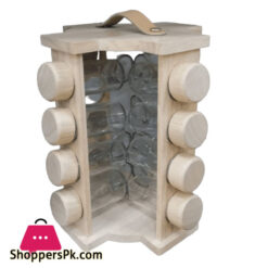 New 16 Jar Wooden Revolving Spice Rack Set