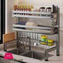 Over Sink Dish Drying Rack 2 Tier - 85CM