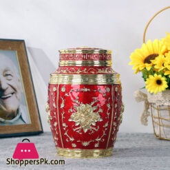 Pewter Metal Rose Flower Zinc Alloy Container 7 X 4.7 Inch -