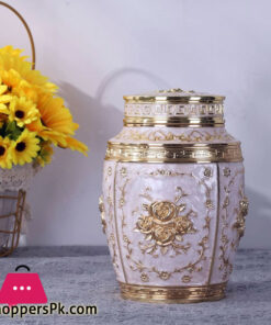 Pewter Metal Rose Flower Zinc Alloy Container 7 x 4.7 Inch -