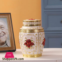 Pewter Metal Rose Flower Zinc Alloy Container 7 X 4.7 Inch -