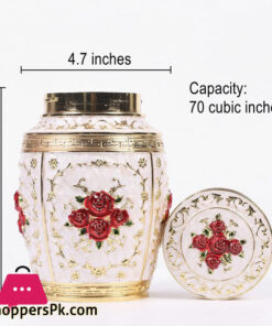 Pewter Metal Rose Flower Zinc Alloy Container 7 X 4.7 Inch - - Image 6