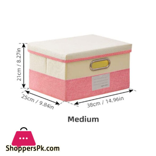 Storage Bins with Lids Foldable Cotton Linen Storage Boxes Collapsible Closet Organizer with Cover for Home Bedroom Office  1- Pcs