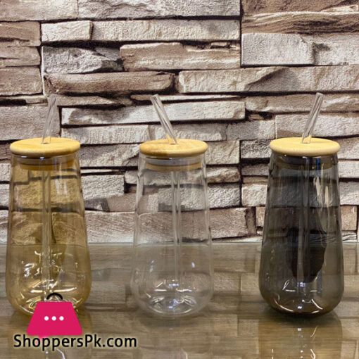 Tall Drinking Glass Cups with Lids and Straws Boba Tea Glass