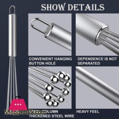 1 Pcs Stainless Steel Ball Whisk Wire Egg Whisk Set Suitable For Kitchen Cooking, Stirring, Whisking, Beating 11 2 Pcs Stainless Steel Ball Whisk Wire Egg Whisk Set Suitable For Kitchen Cooking Stirring Whisking Beating