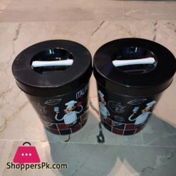 2 Pcs Printed Plastic Jars With Lid 1500Ml Random Color