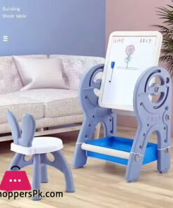 2 in 1 Plastic Indoor kids Study Desk Learning Easel Board with Chair