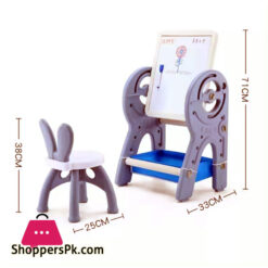 2 In 1 Plastic Indoor Kids Study Desk Learning Easel Board With Chair