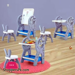 2 In 1 Plastic Indoor Kids Study Desk Learning Easel Board With Chair