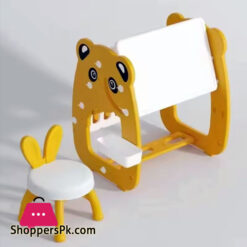 3 In 1 Plastic Indoor Kids Study Desk Learning Easel Board With Book Shelf With Chair