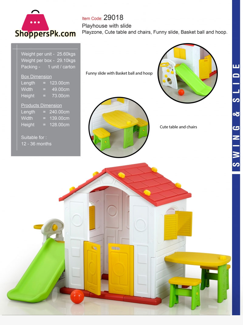 3-In-1 Play House Table And Chairs Basketball And Hoop