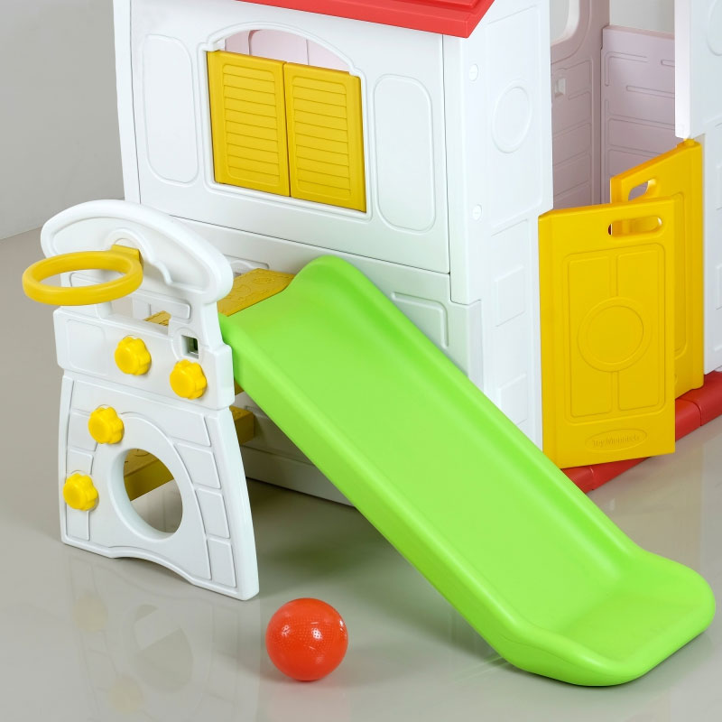 3-In-1 Play House Table And Chairs Basketball And Hoop