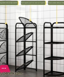Folding Storage Rack No Installation Bathroom Kitchen Shelf Toilet Storage Shelf 4-layer