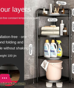 Folding Storage Rack No Installation Bathroom Kitchen Shelf Toilet Storage Shelf 4-Layer - Image 2