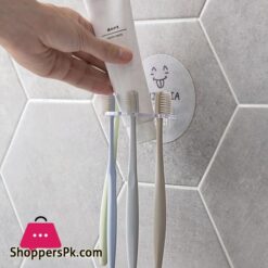 No Punching Wall Hanger Toothbrush Holdertoothpaste Beard Shaver Storage Rack Bathroom Hook Transparent