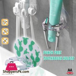 No Punching Wall Hanger Toothbrush Holdertoothpaste Beard Shaver Storage Rack Bathroom Hook Transparent