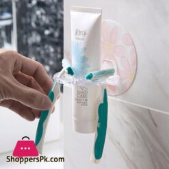 No Punching Wall Hanger Toothbrush Holdertoothpaste Beard Shaver Storage Rack Bathroom Hook Transparent