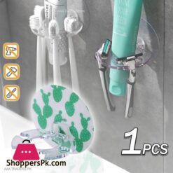 No Punching Wall Hanger Toothbrush Holdertoothpaste Beard Shaver Storage Rack Bathroom Hook Transparent