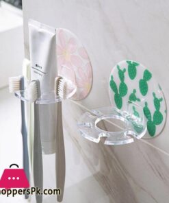No Punching Wall Hanger Toothbrush HolderToothpaste Beard Shaver Storage Rack Bathroom Hook Transparent