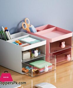 Stationery Container Multifunctional Desk Cosmetics Toiletry Organizer with Drawer