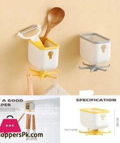 Wall Mounted Self Adhesive Storage Holder With 360 Degree Rotating Hooks Hanger Bathroom Utensils Kitchen Organizer Storage Box Wall Hook Kitchenware Storage Rack